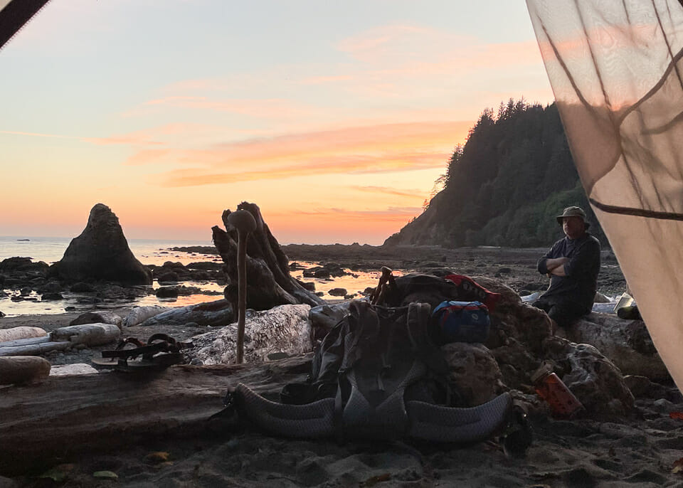 Sunset in the backcountry of Olympic National Park 