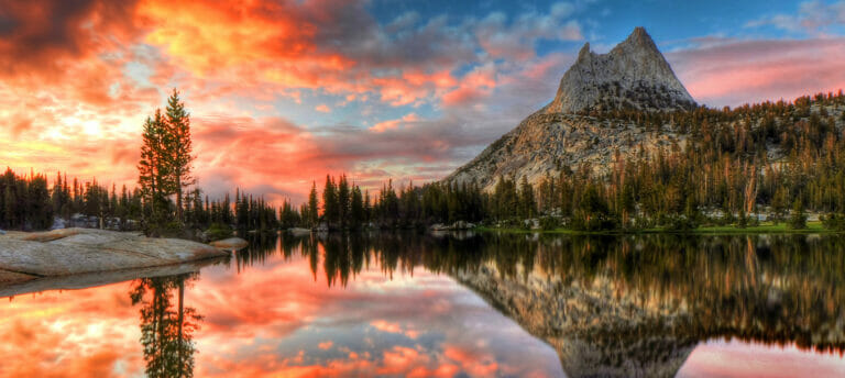 Sunset on one of our Yosemite Backpacking Trips from Clouds Rest to Half Dome